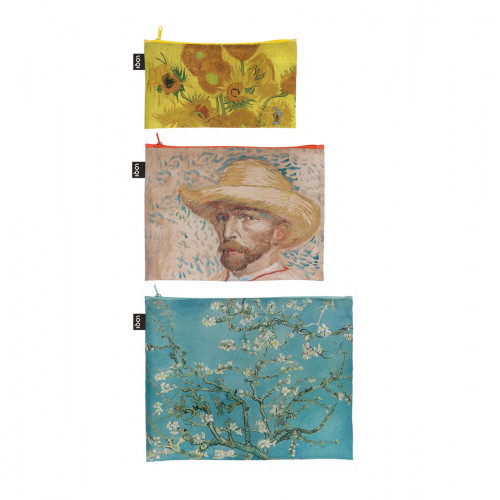 LOQI VINCENT VAN GOGH SUNFLOWERS,SELF-PORTRAIT WITH STRAW HAT ALMOND BLOSSOM ZIP POCKETS