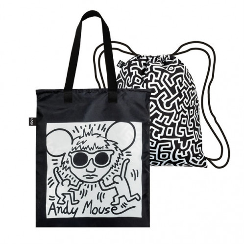 ECOBAG LOQI KEITH HARING ANDY MOUSE & UNTITLED DUO BACKPACK
